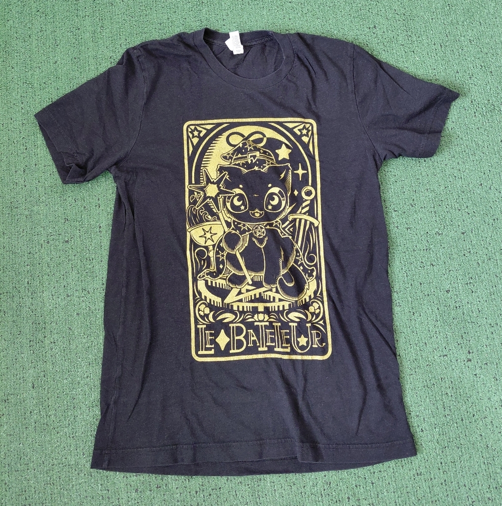 Cat Tarot Card Grunge Streetwear Black T Shirt Sz Medium